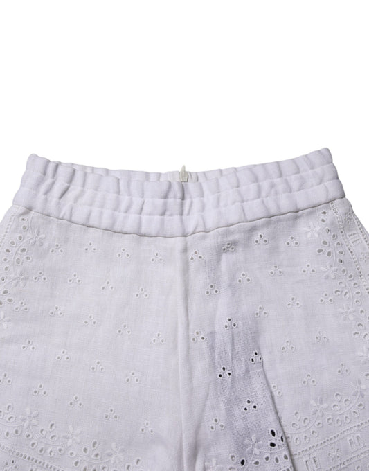 White lace trimmed shorts