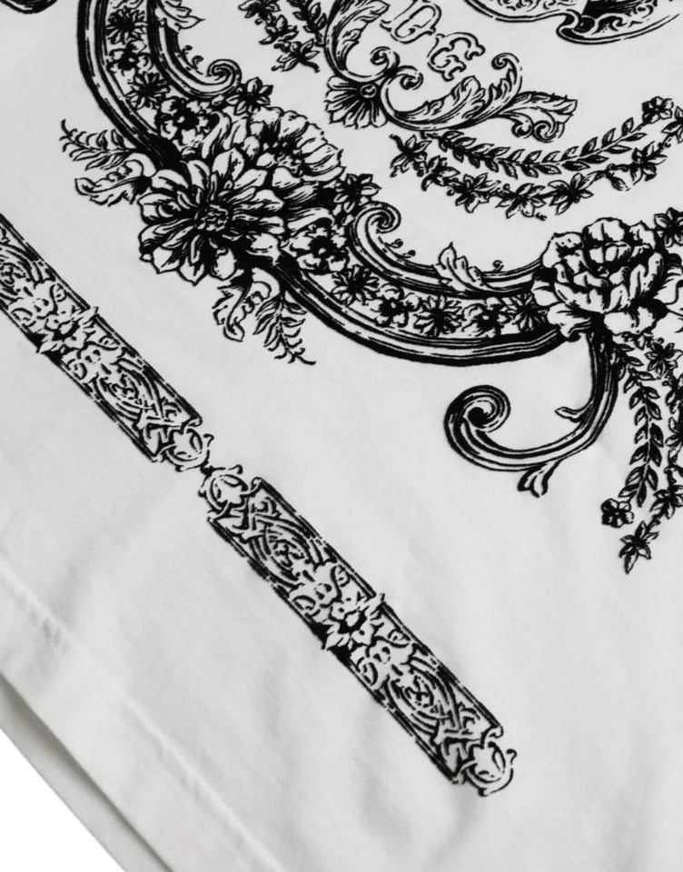 Black and white floral pattern on a t-shirt
