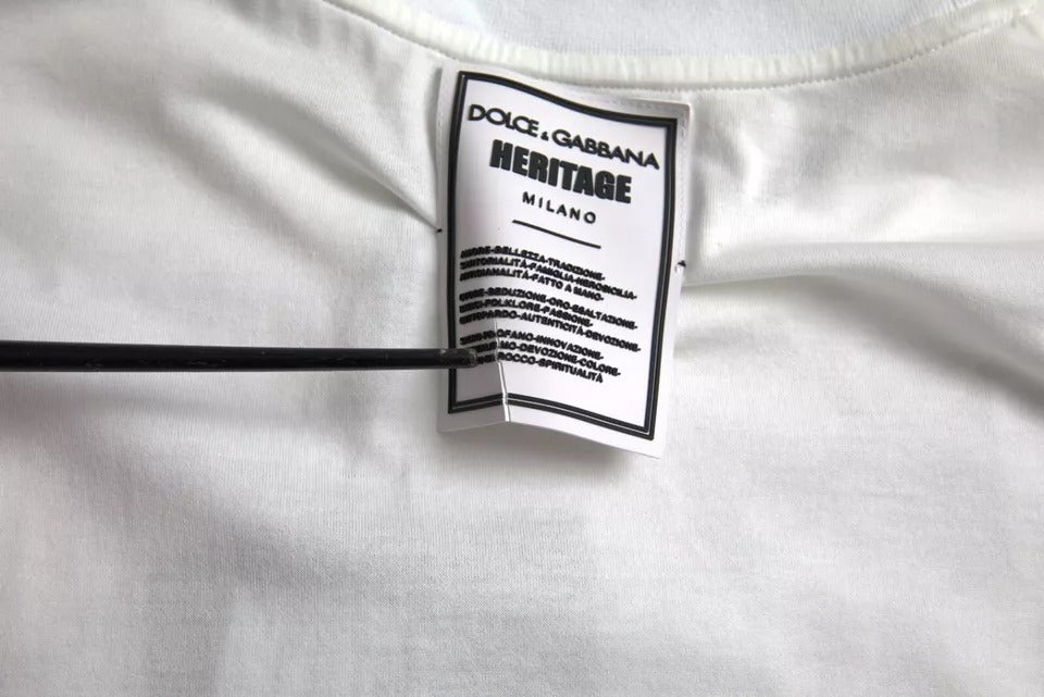 White t-shirt with black label