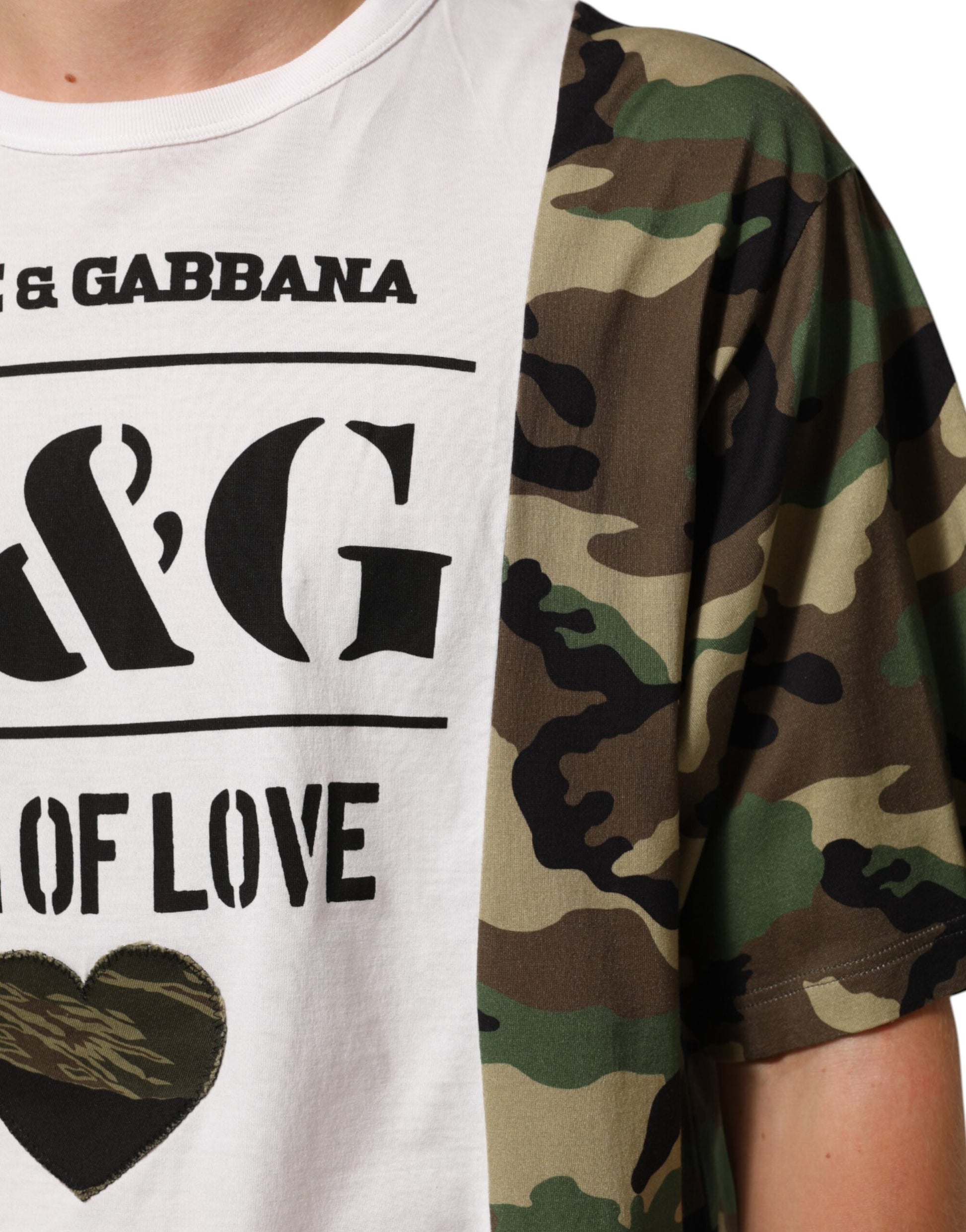 Camouflage shirt over white t-shirt