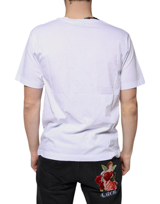 White t-shirt with floral design on back