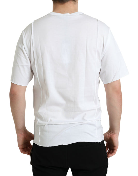White t-shirt on a man's back