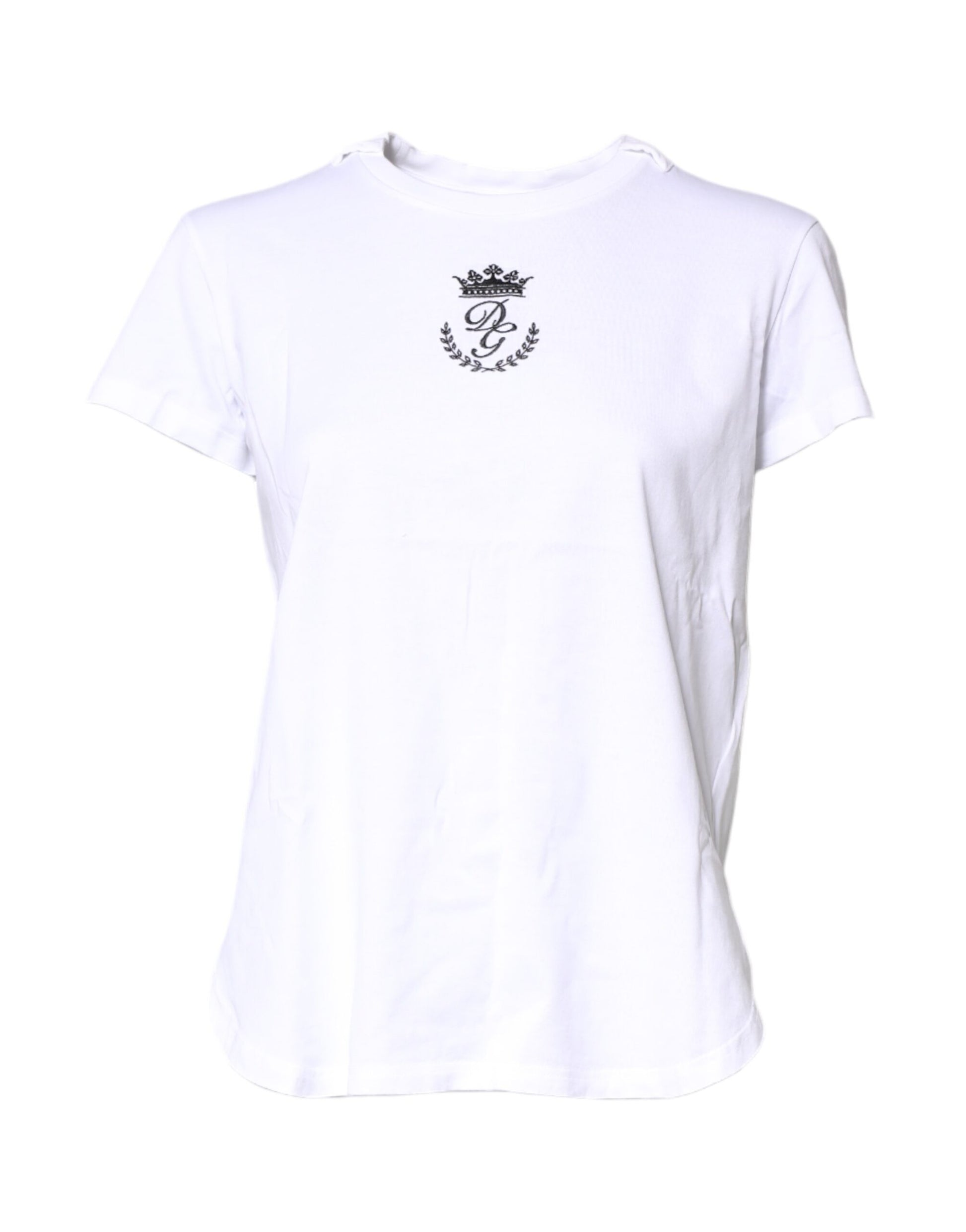 White short sleeve t-shirt with emblem on front