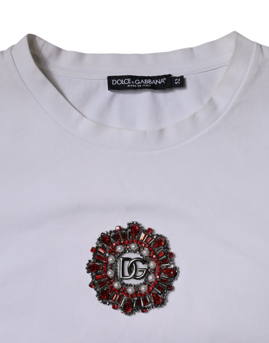 White shirt with red embellishment on front