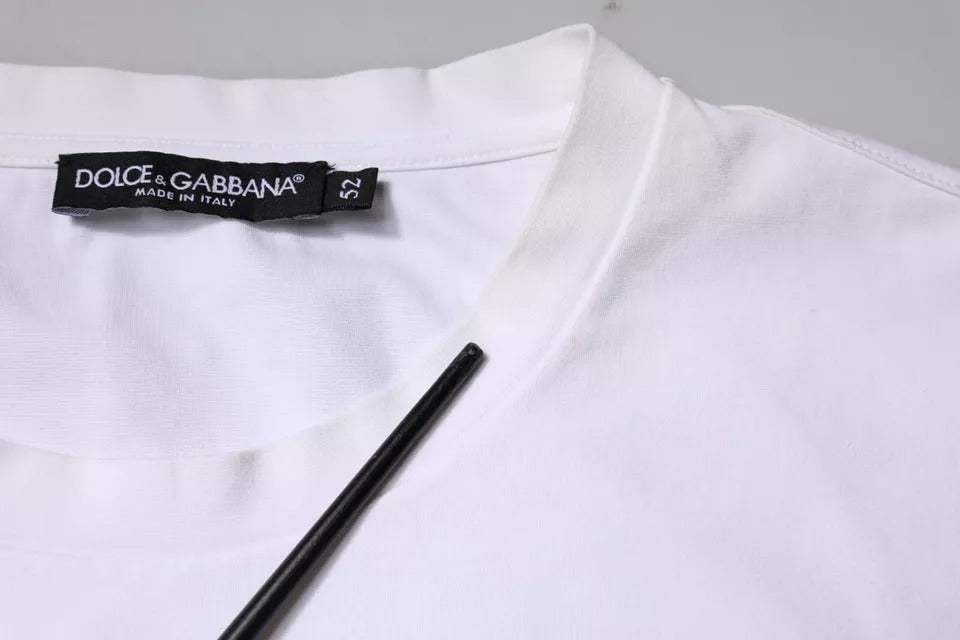 White t-shirt on hanger with black label