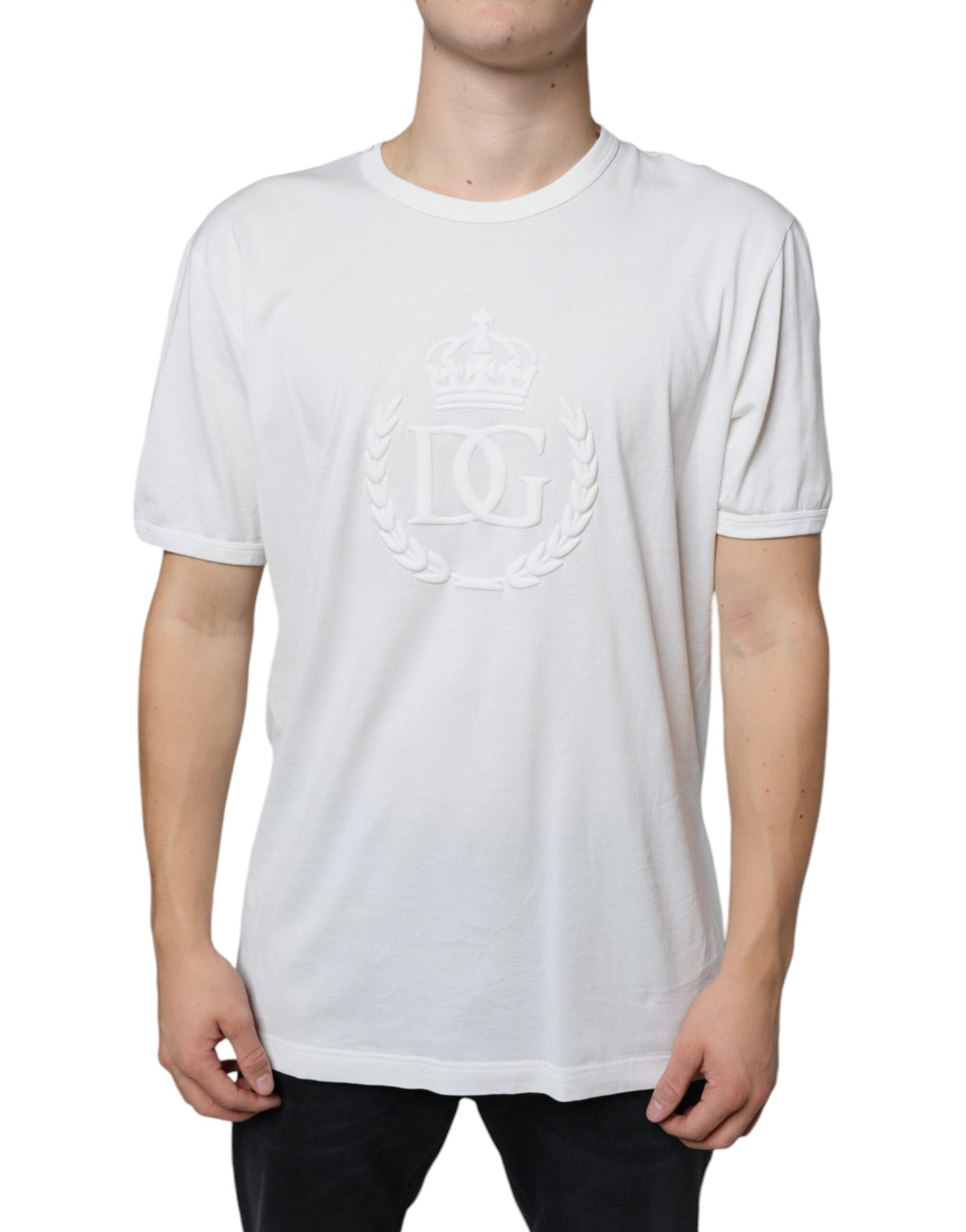 White t-shirt with a logo on front
