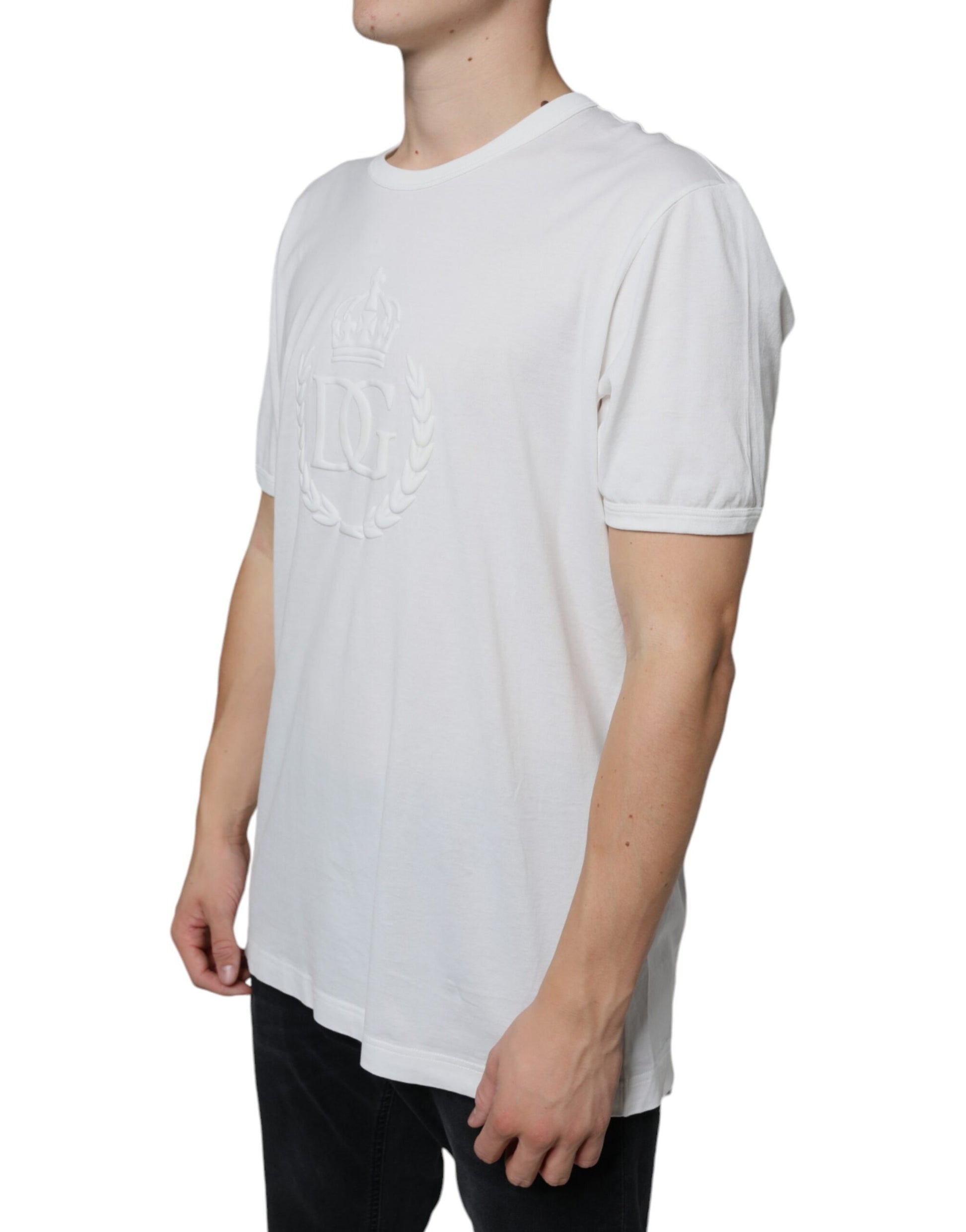 White t-shirt with graphic design on front