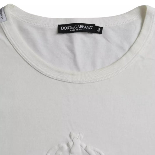 White t-shirt with logo on front