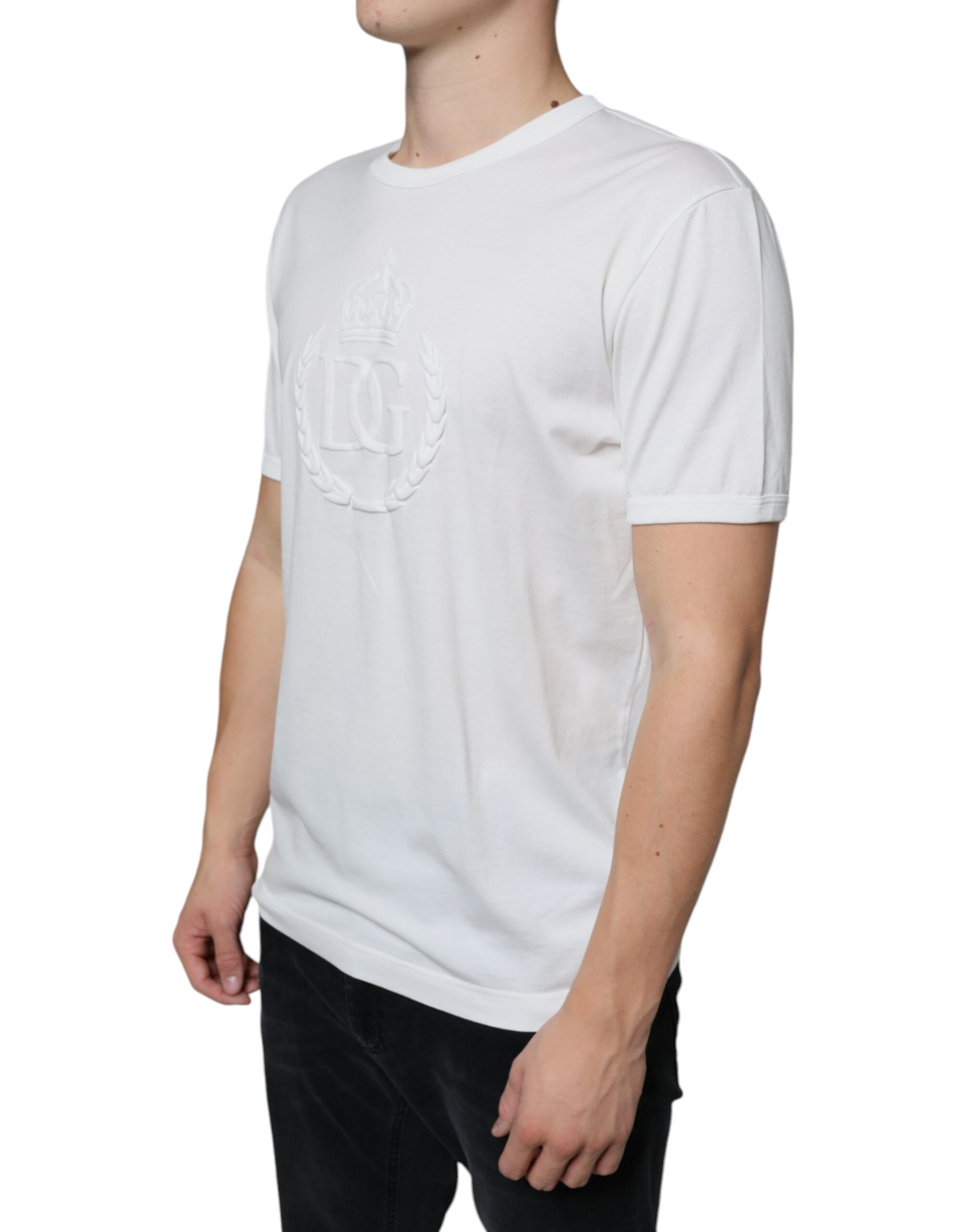 White t-shirt with emblem on front