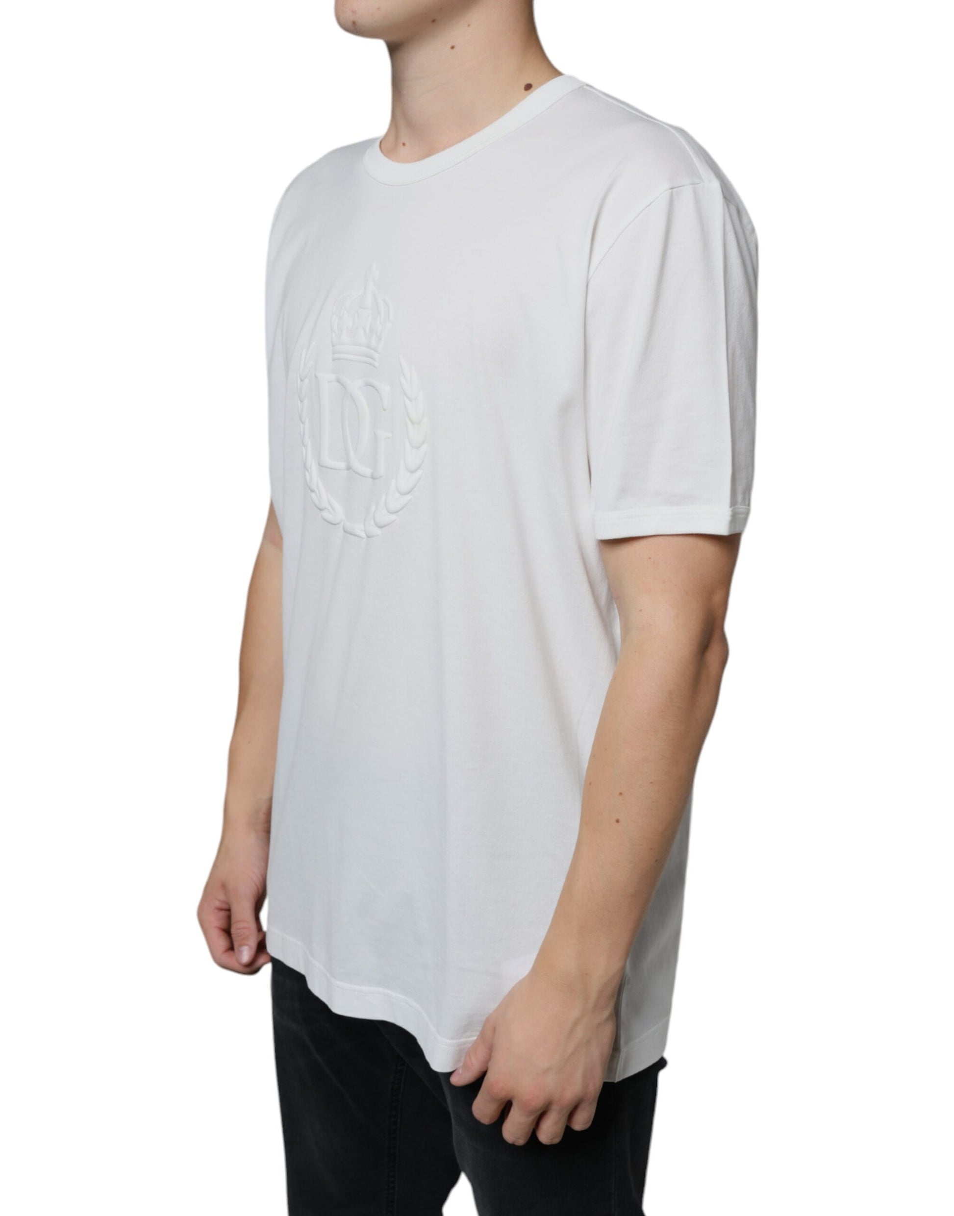 White t-shirt with graphic design on front