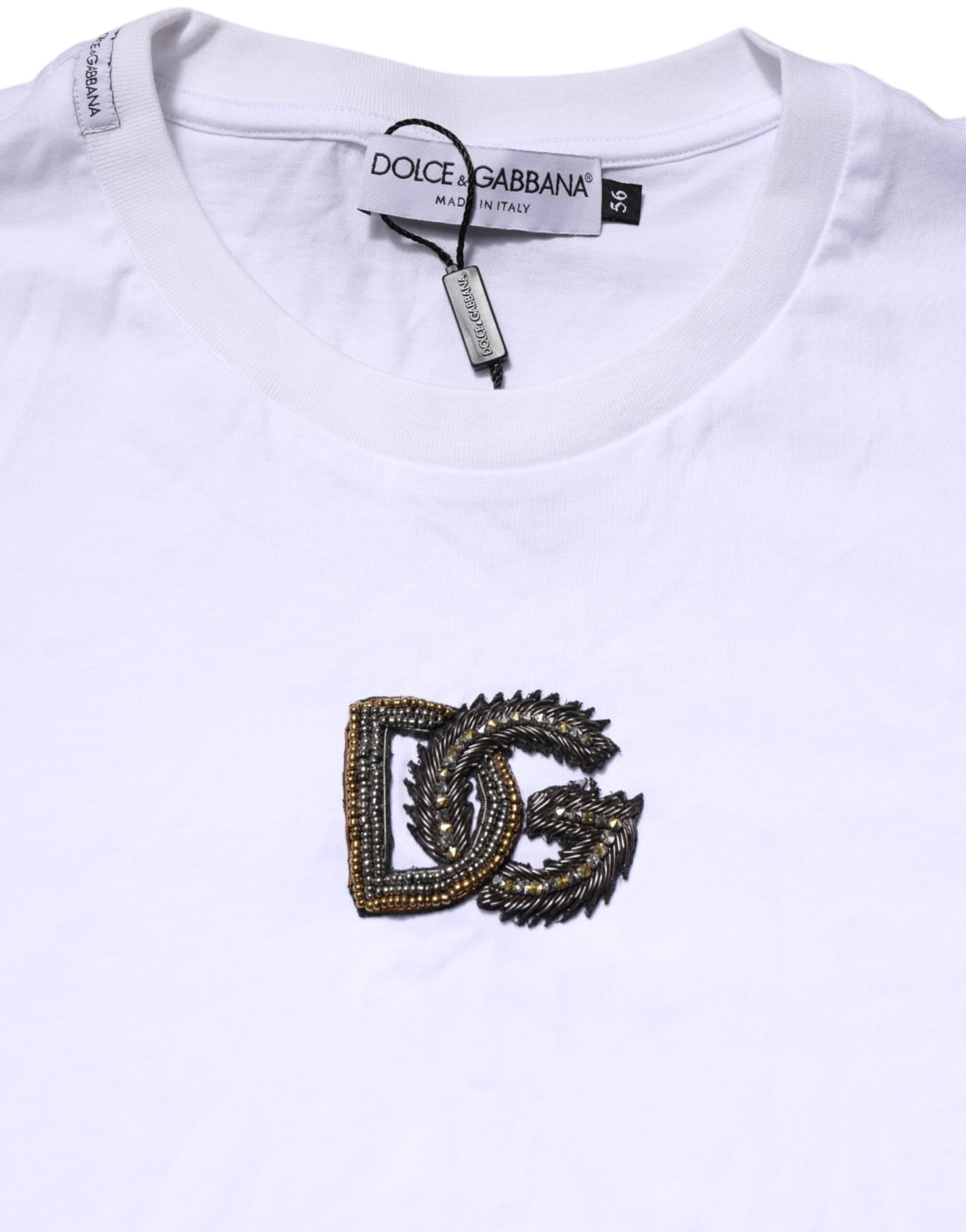 White t-shirt with embroidered logo on front