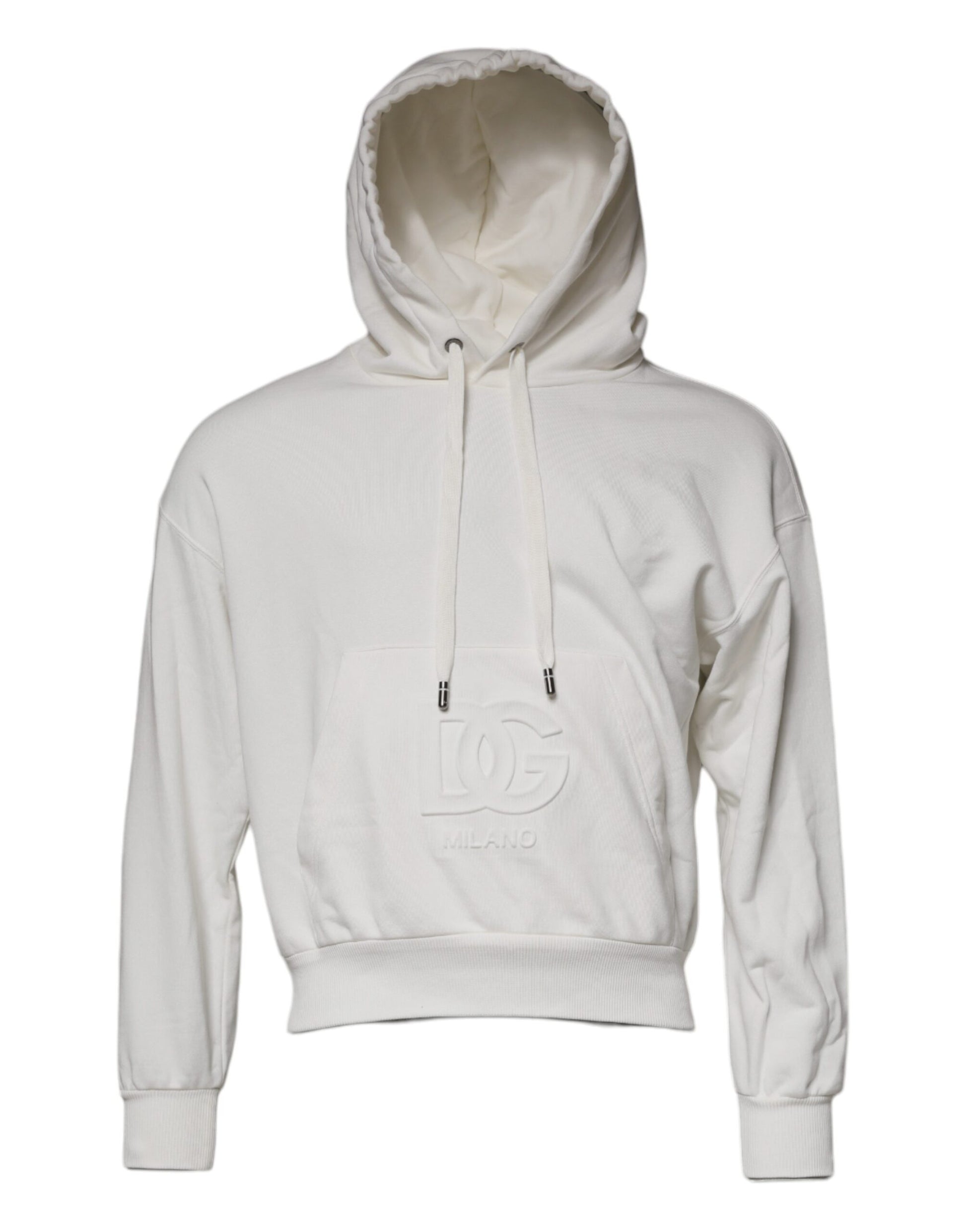 White hoodie with logo on front