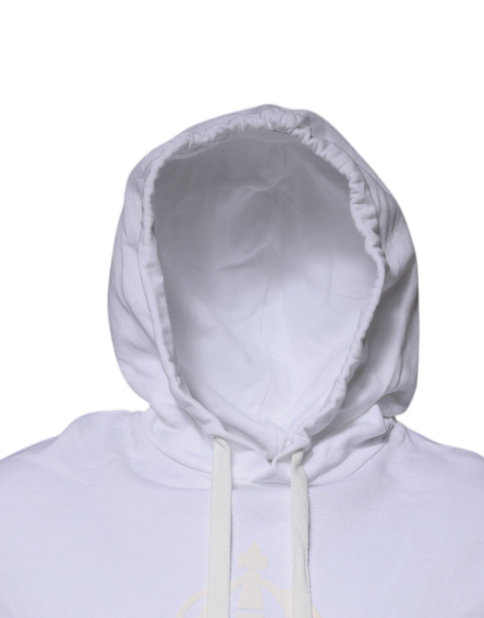 Hooded sweatshirt with hood up and face cut out