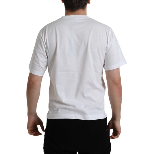 White t-shirt on man's back