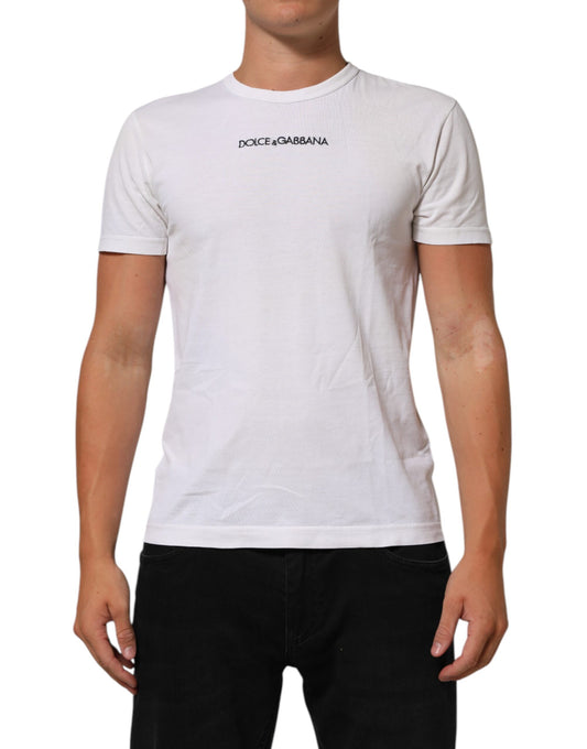 White t-shirt with black lettering on front