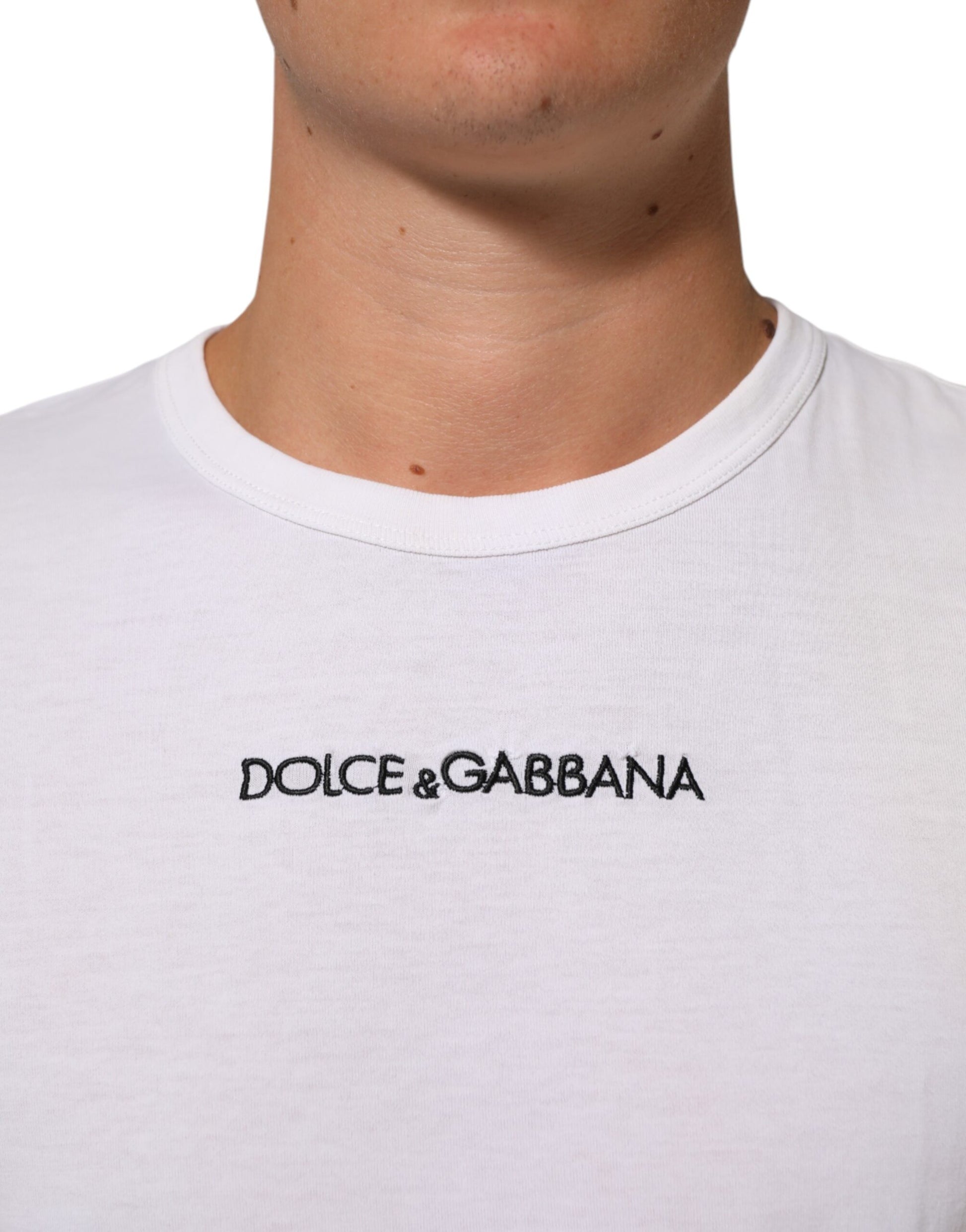 White t-shirt with black logo