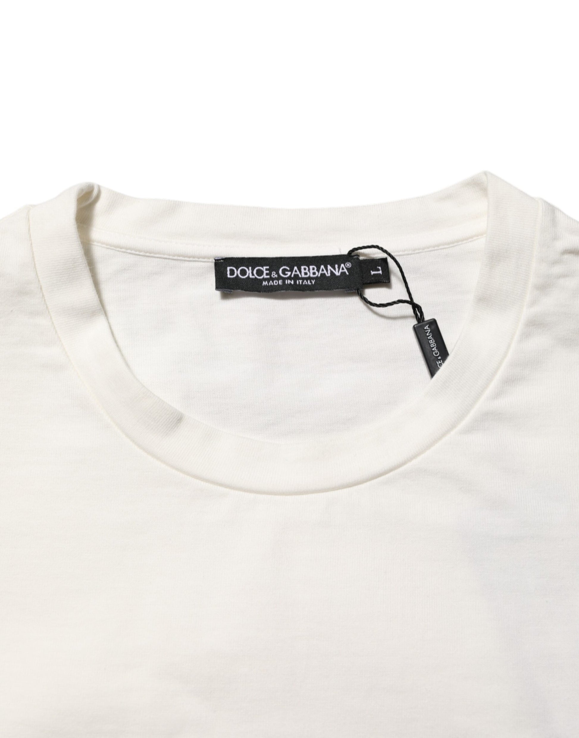 Tan cotton crew neck t-shirt with black label