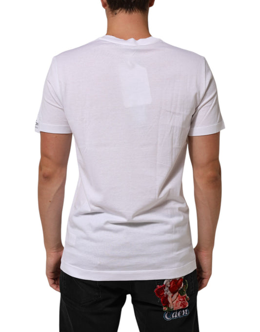 White t-shirt with graphic on back