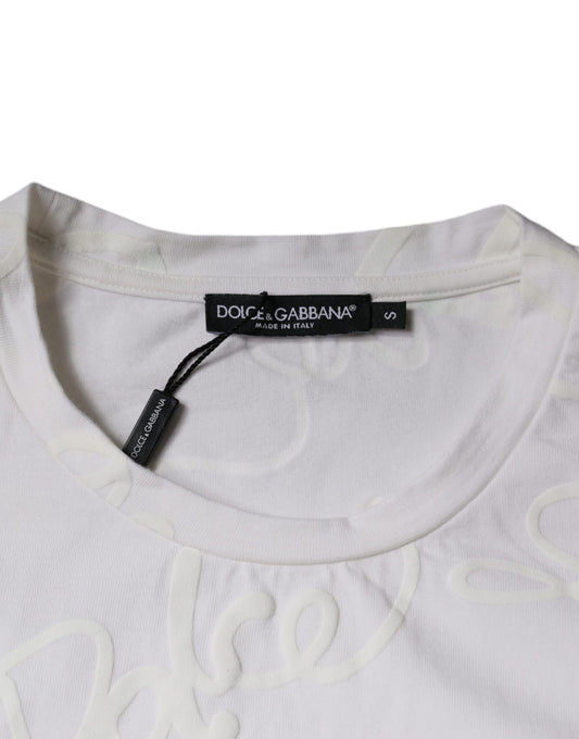 White t-shirt with embroidered design on front