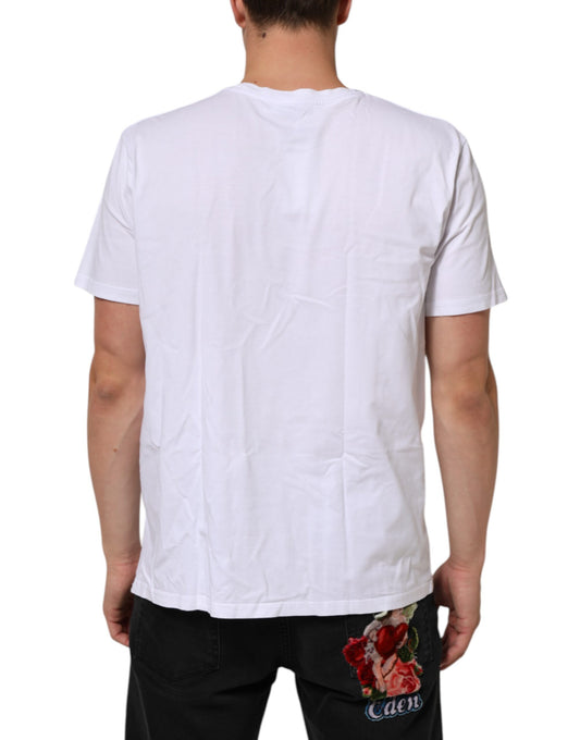 White t-shirt with floral design on back
