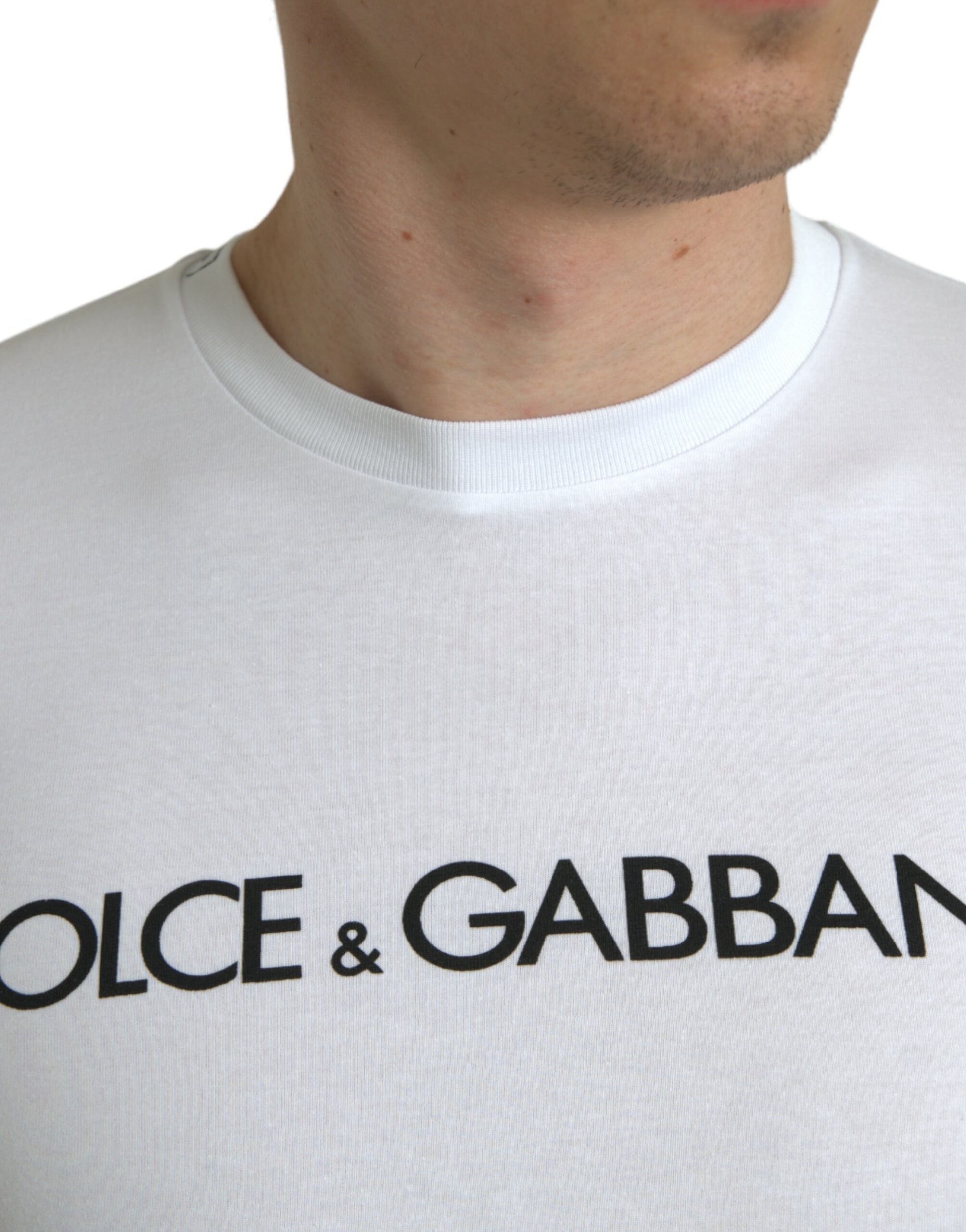 White t-shirt with black logo