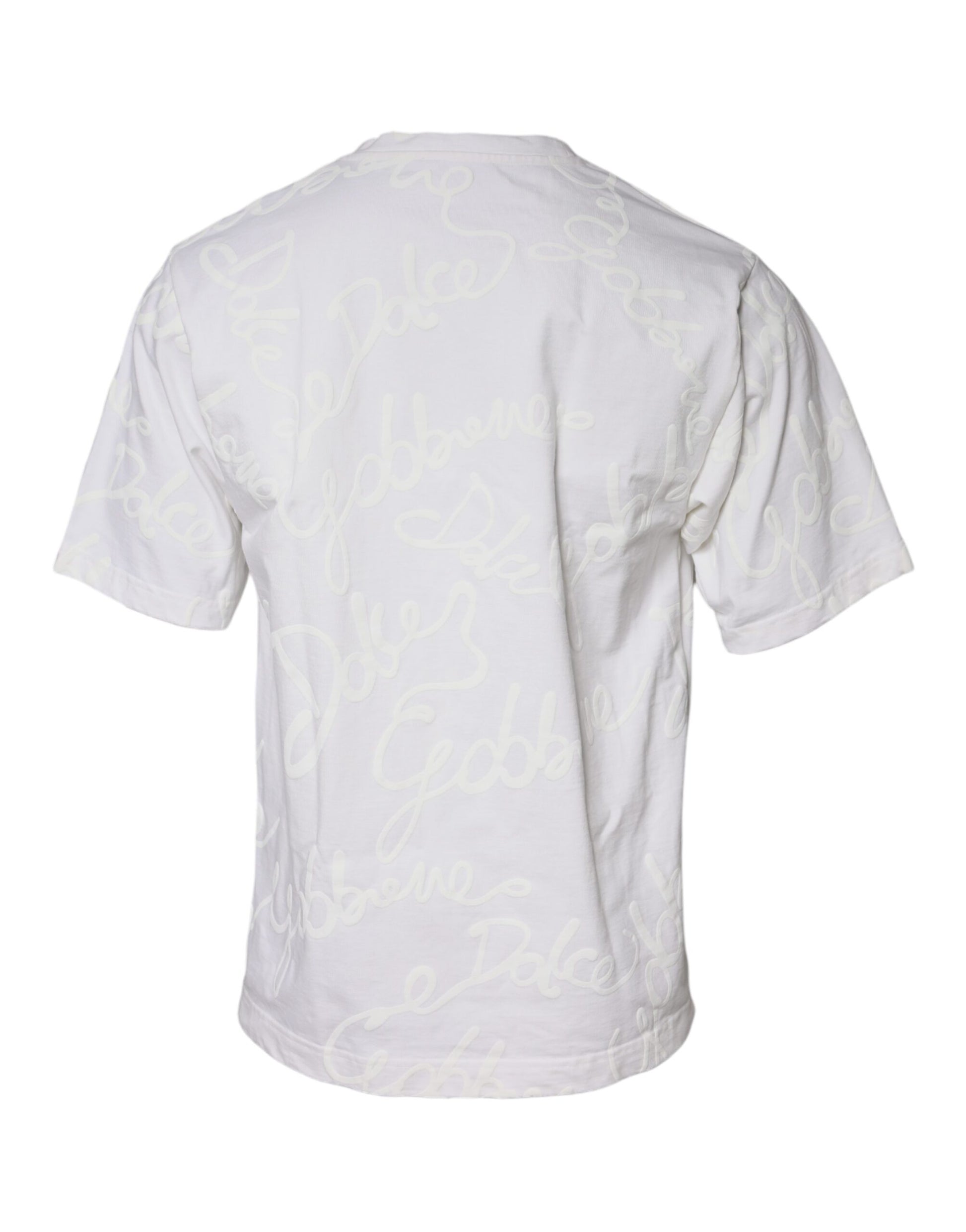 White short sleeve shirt with writing on back