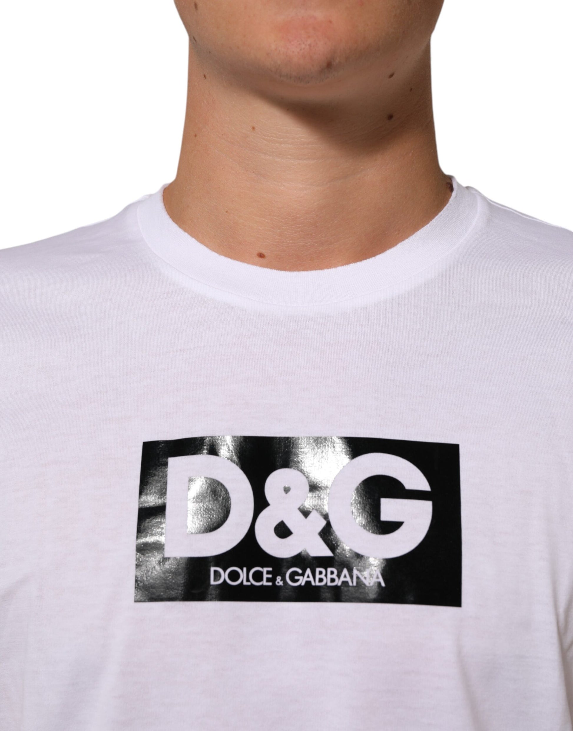 White t-shirt with black logo