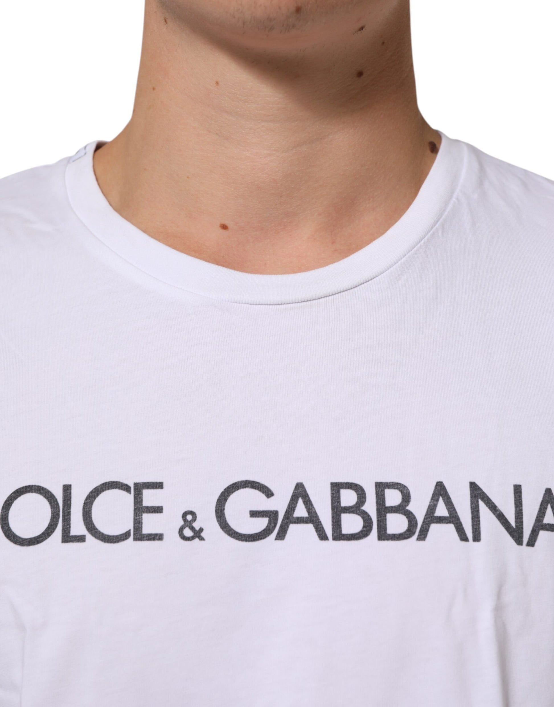 White t-shirt with black logo