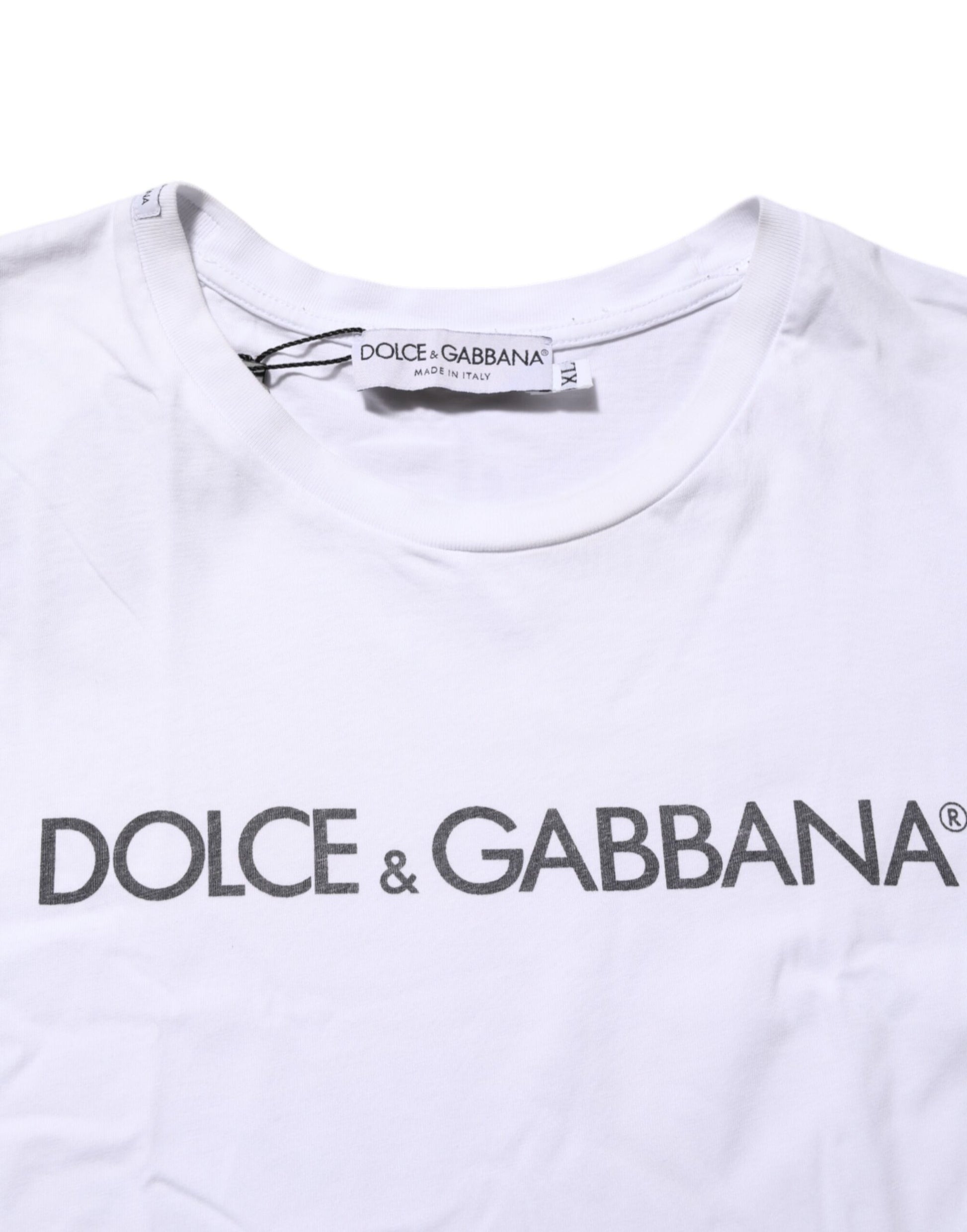 White t-shirt with black logo