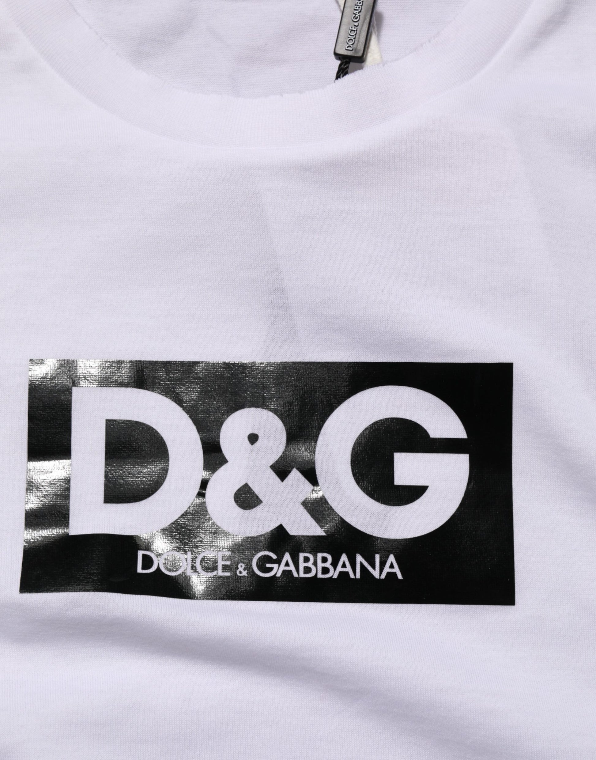 White t-shirt with black logo
