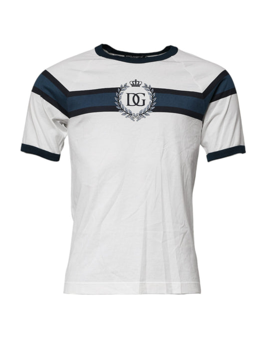 Short sleeve shirt with stripes and emblem on front