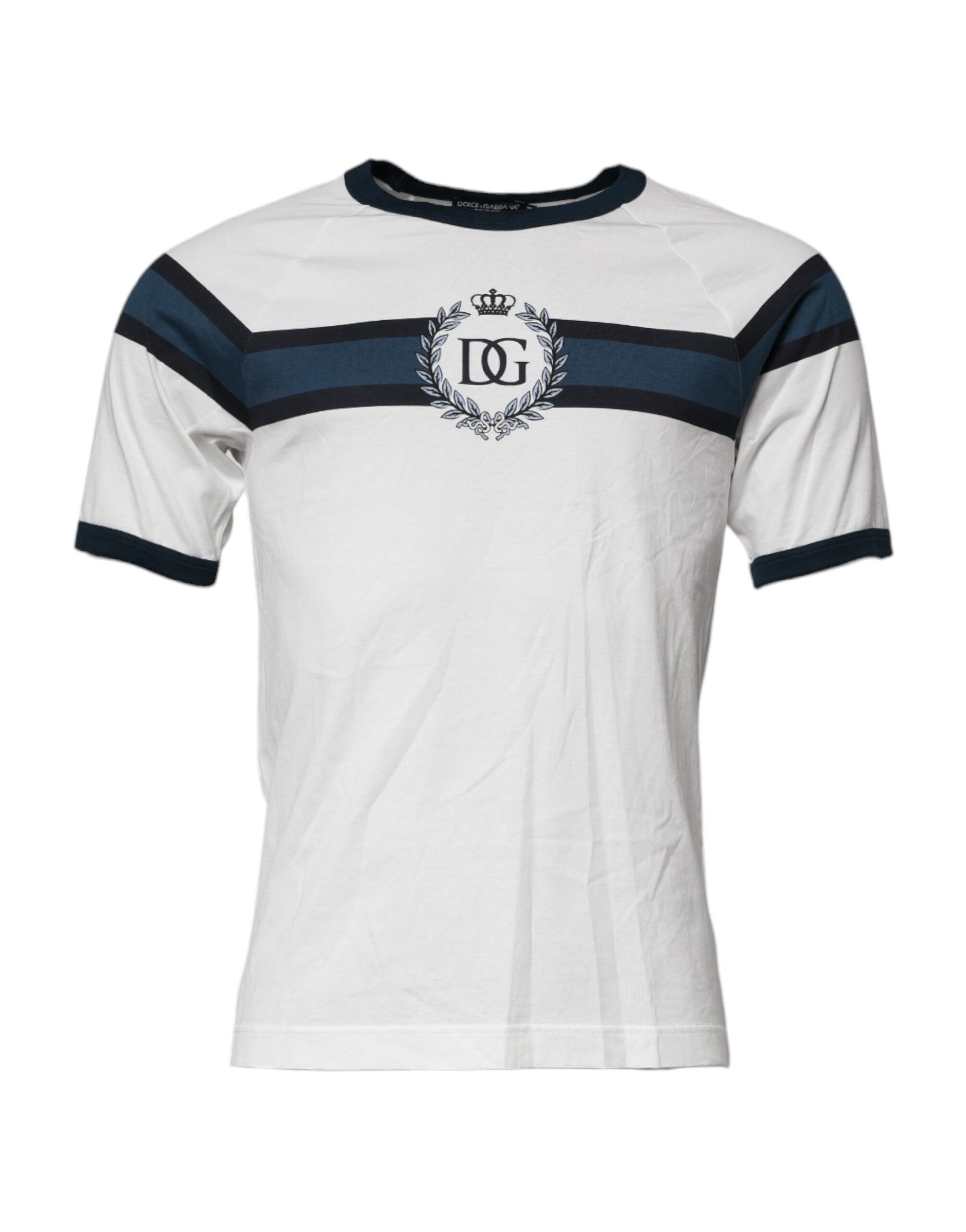 Short sleeve sports jersey with stripes and emblem on front
