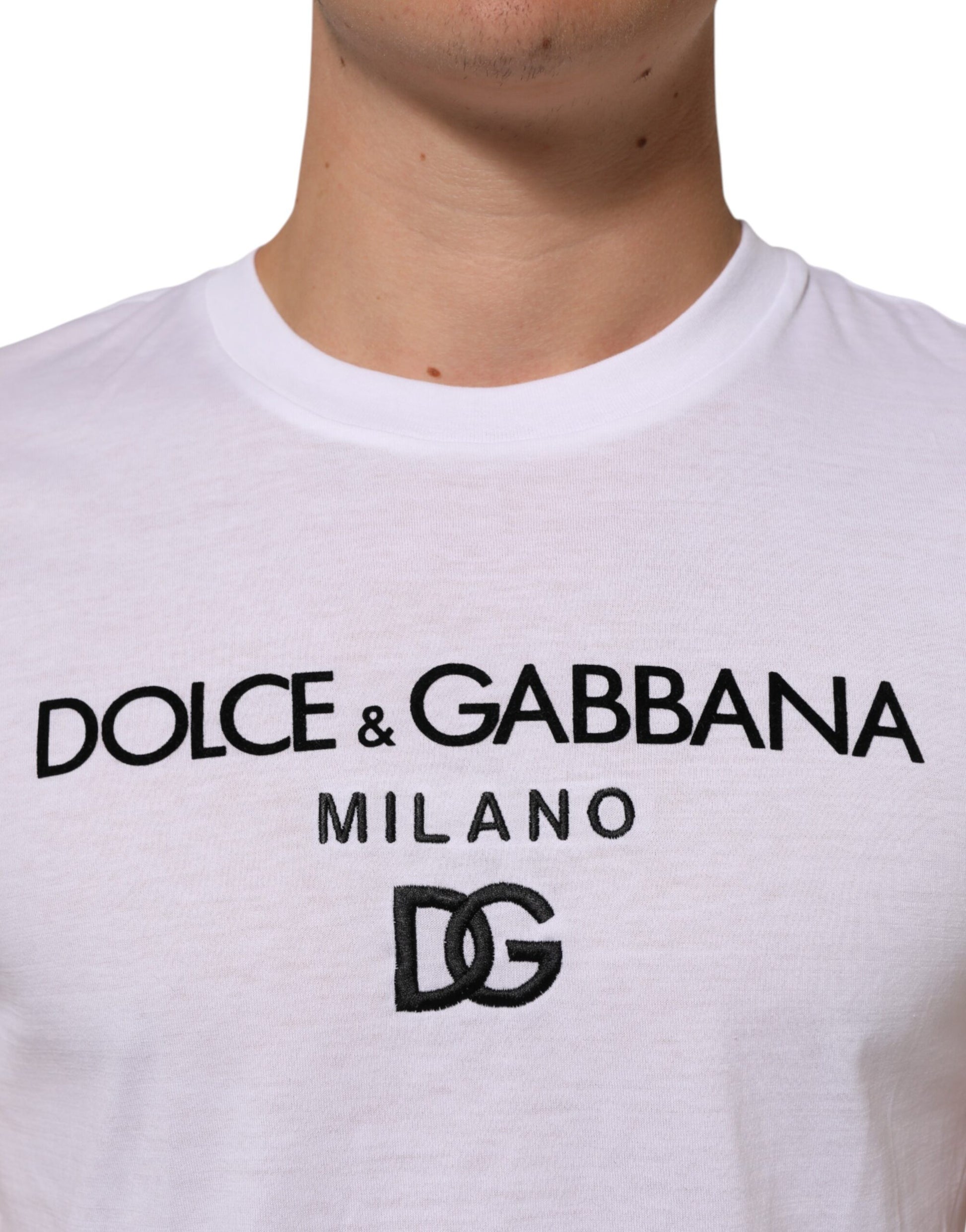 White t-shirt with black logo