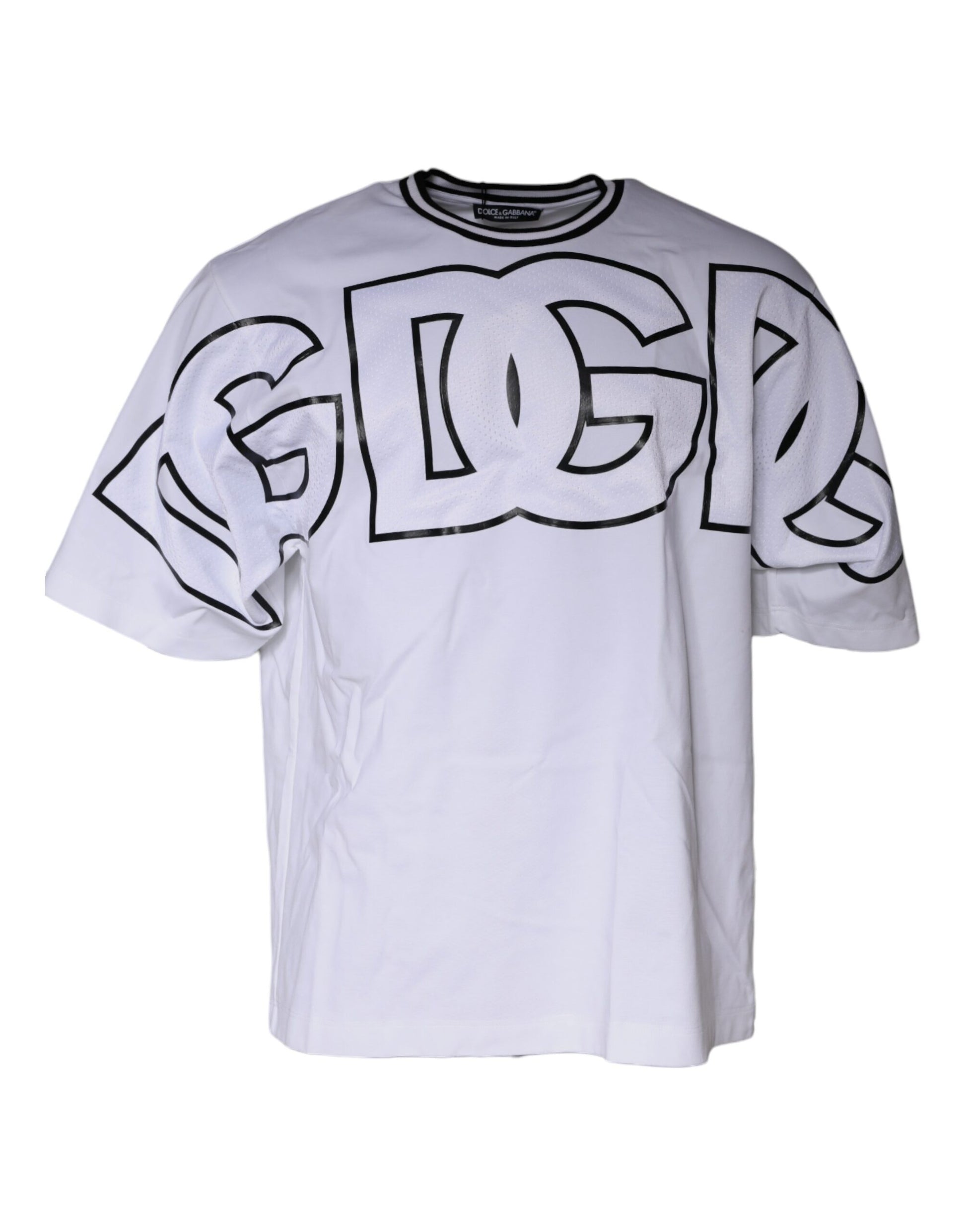 White t-shirt with black graffiti lettering