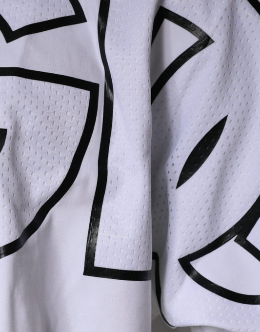 White jersey with black design on front