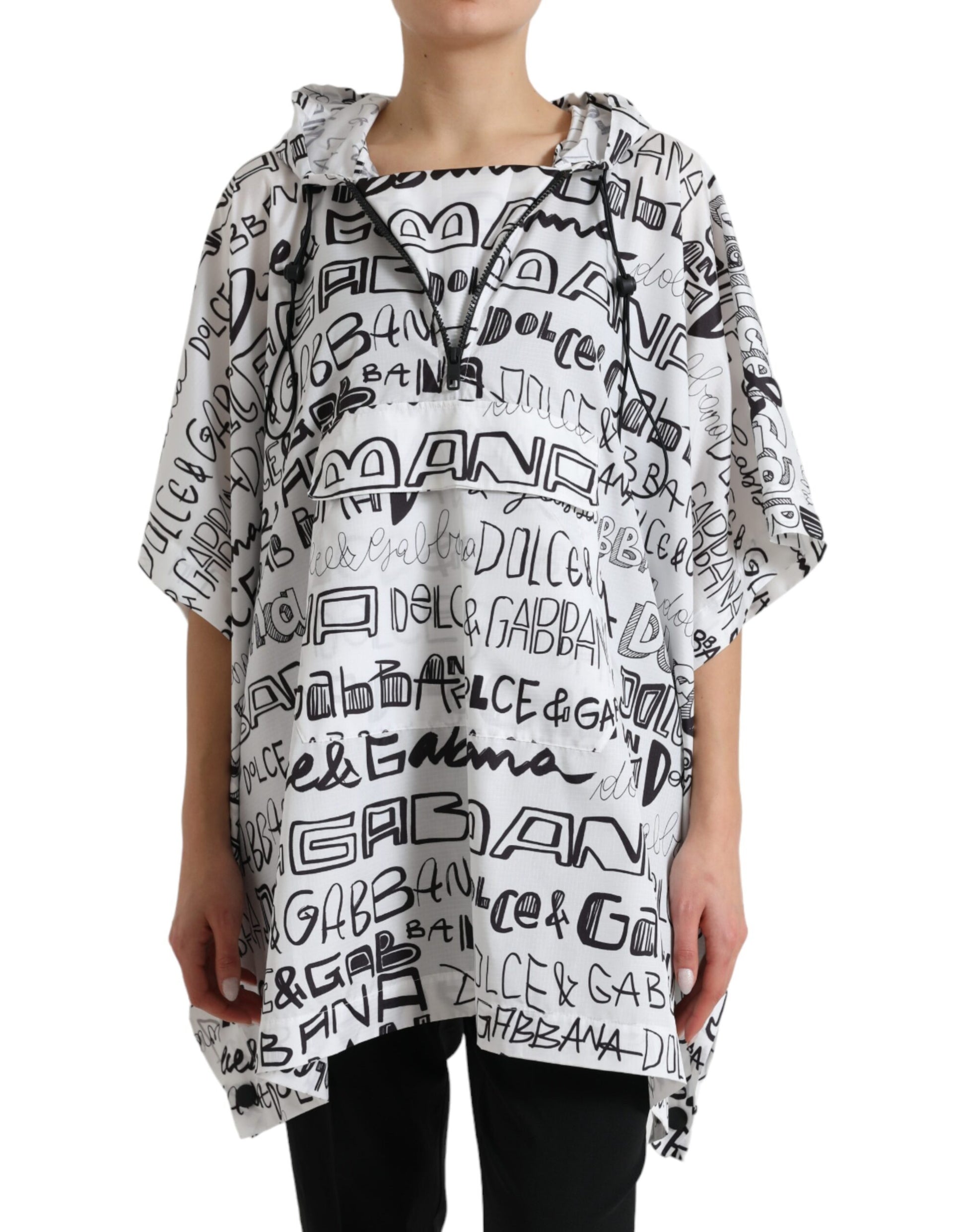 Long sleeve cape with various words printed on it