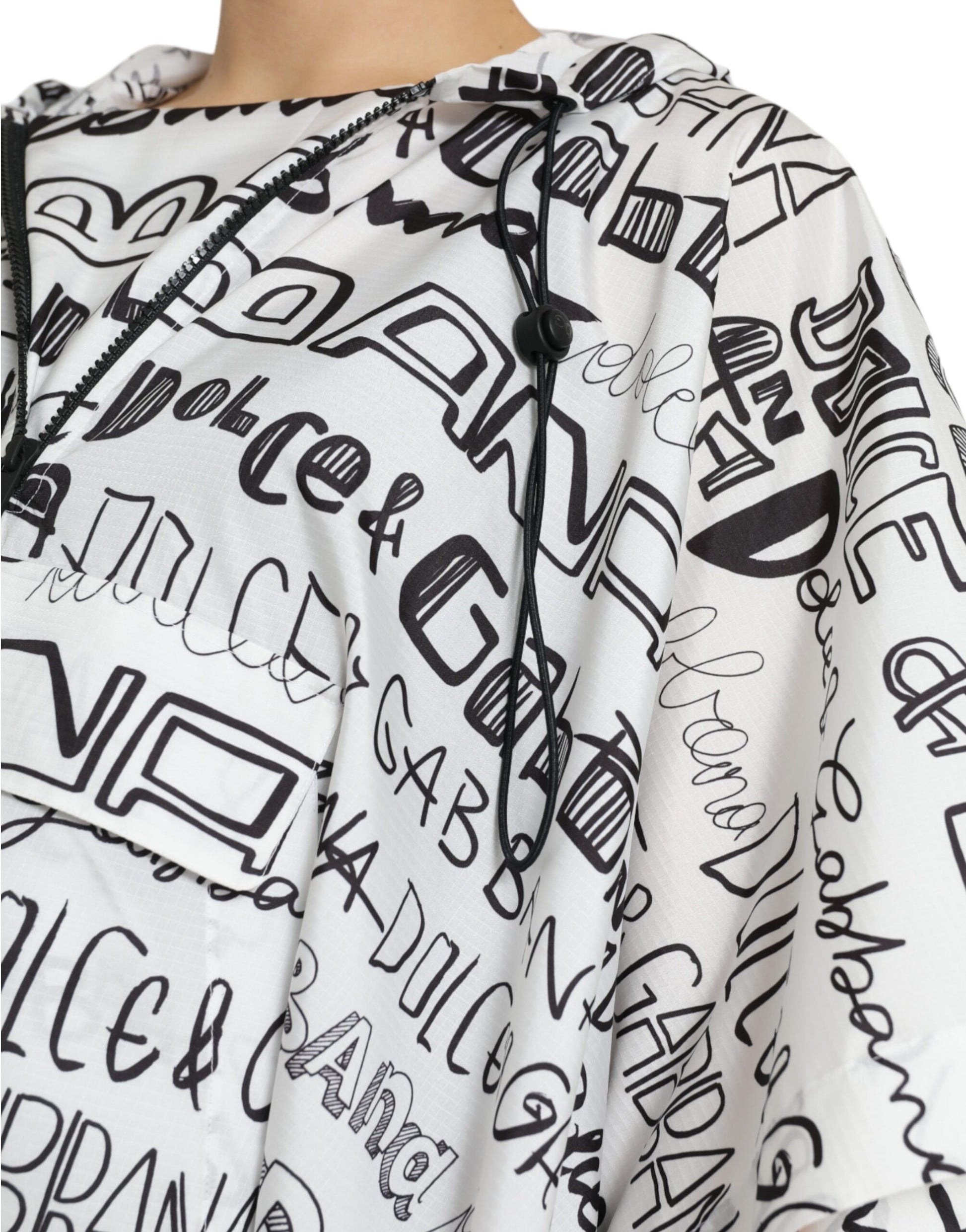White hoodie with black writing