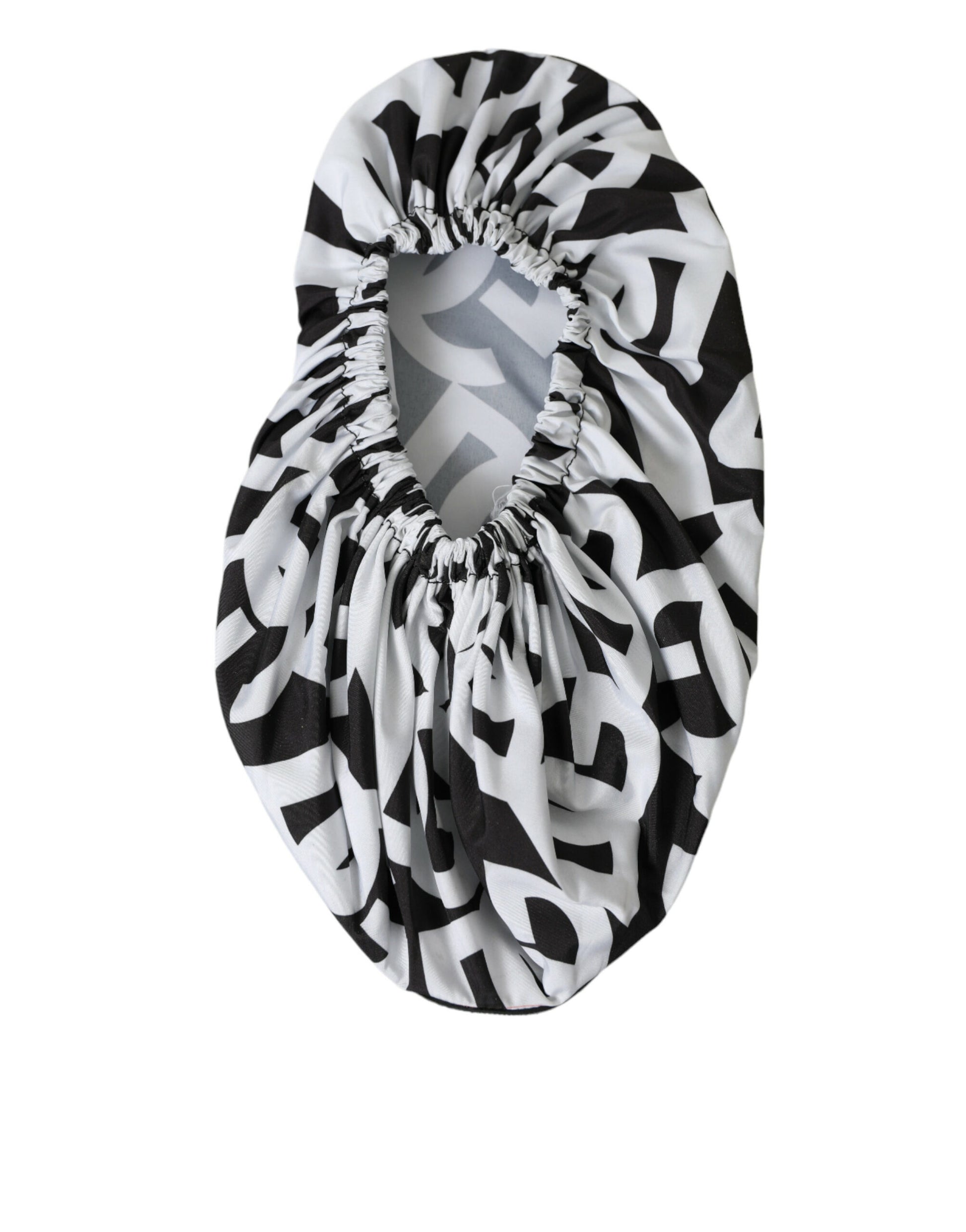 Black and white patterned scarf with fringe