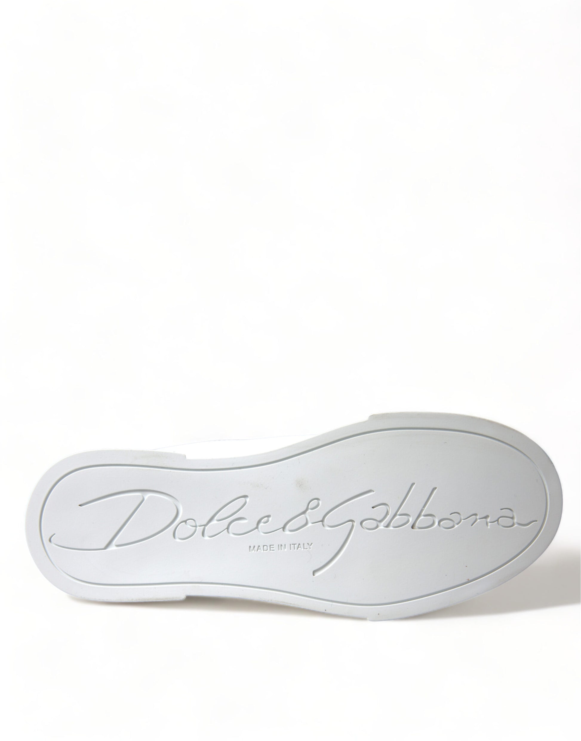 Silver shoe with embossed logo