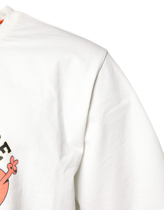 White sweatshirt with graphic on front