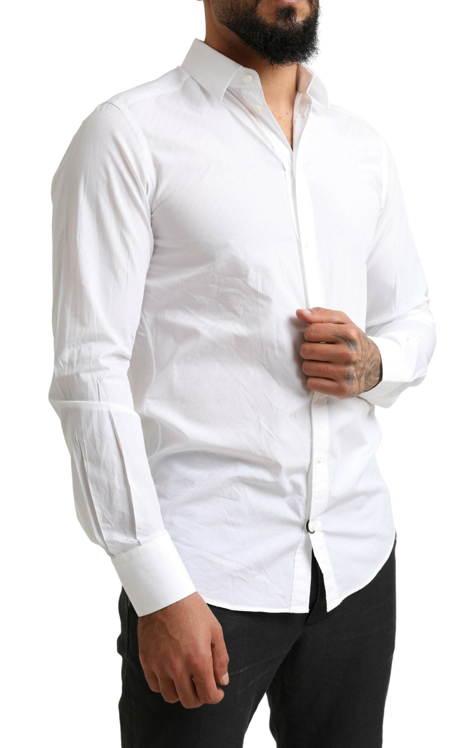 A white dress shirt with long sleeves and a collar, part of the Dolce & Gabbana brand