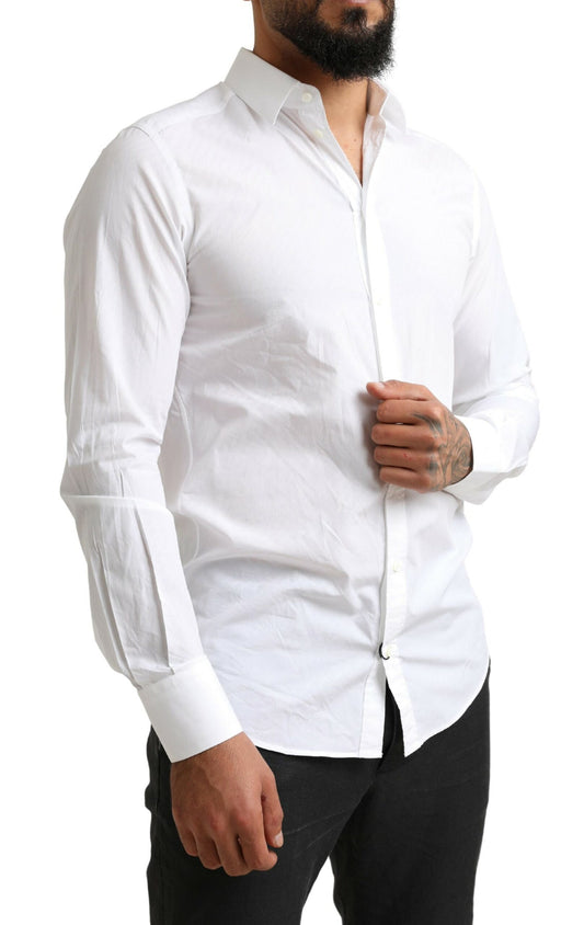 A white dress shirt with long sleeves and a collar, part of the Dolce & Gabbana brand