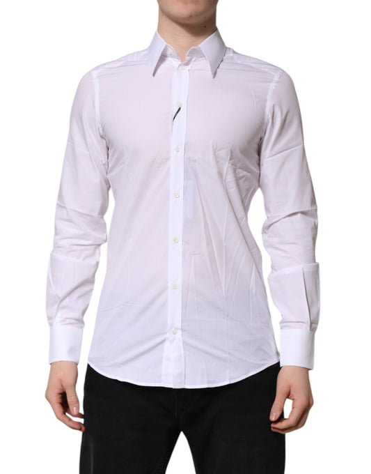 Men's long sleeve dress shirt, white with button-down collar