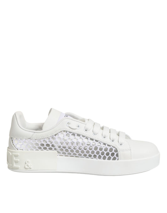 White sneaker with embossed pattern on side
