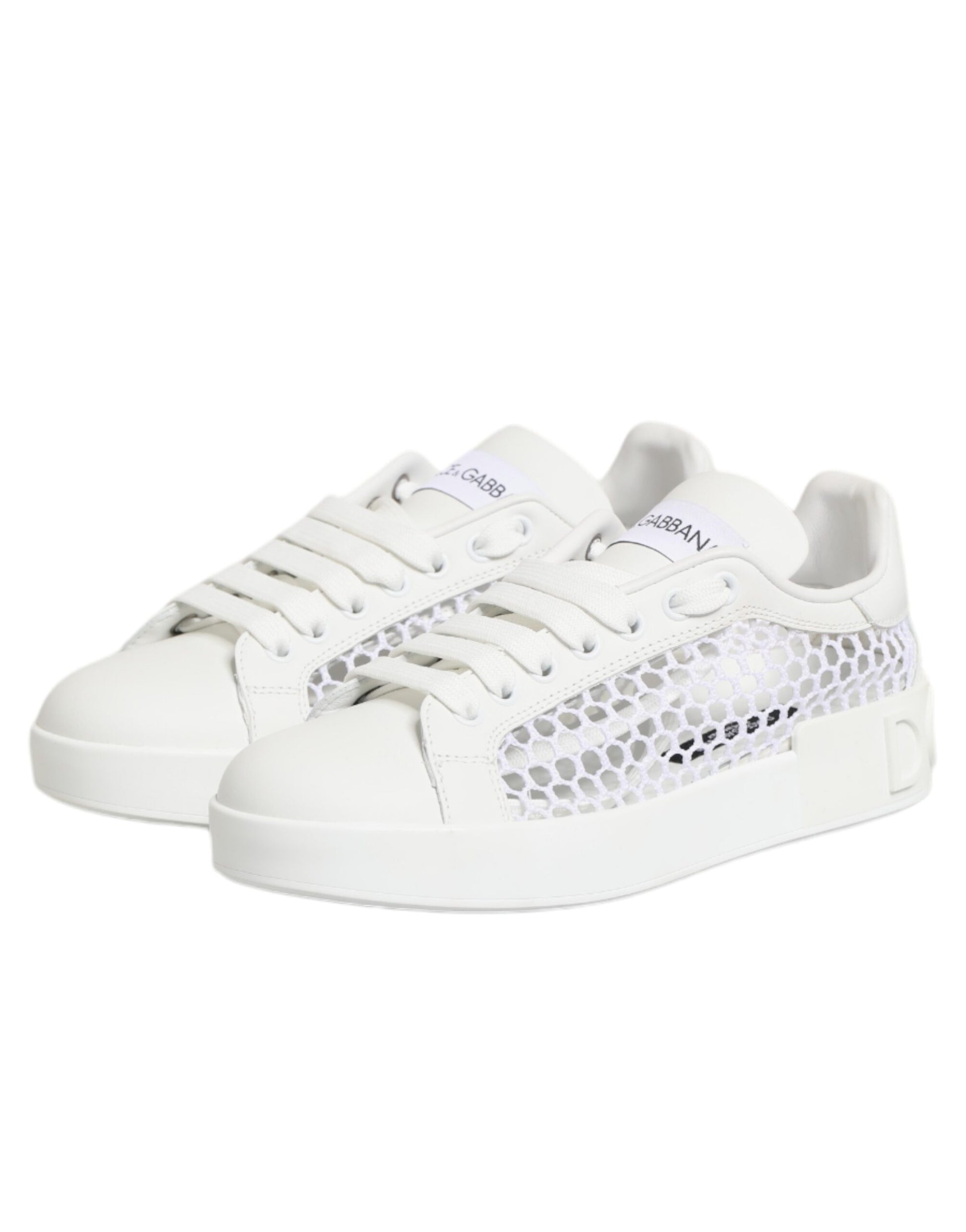 White sneakers with lace closure and patterned design on side