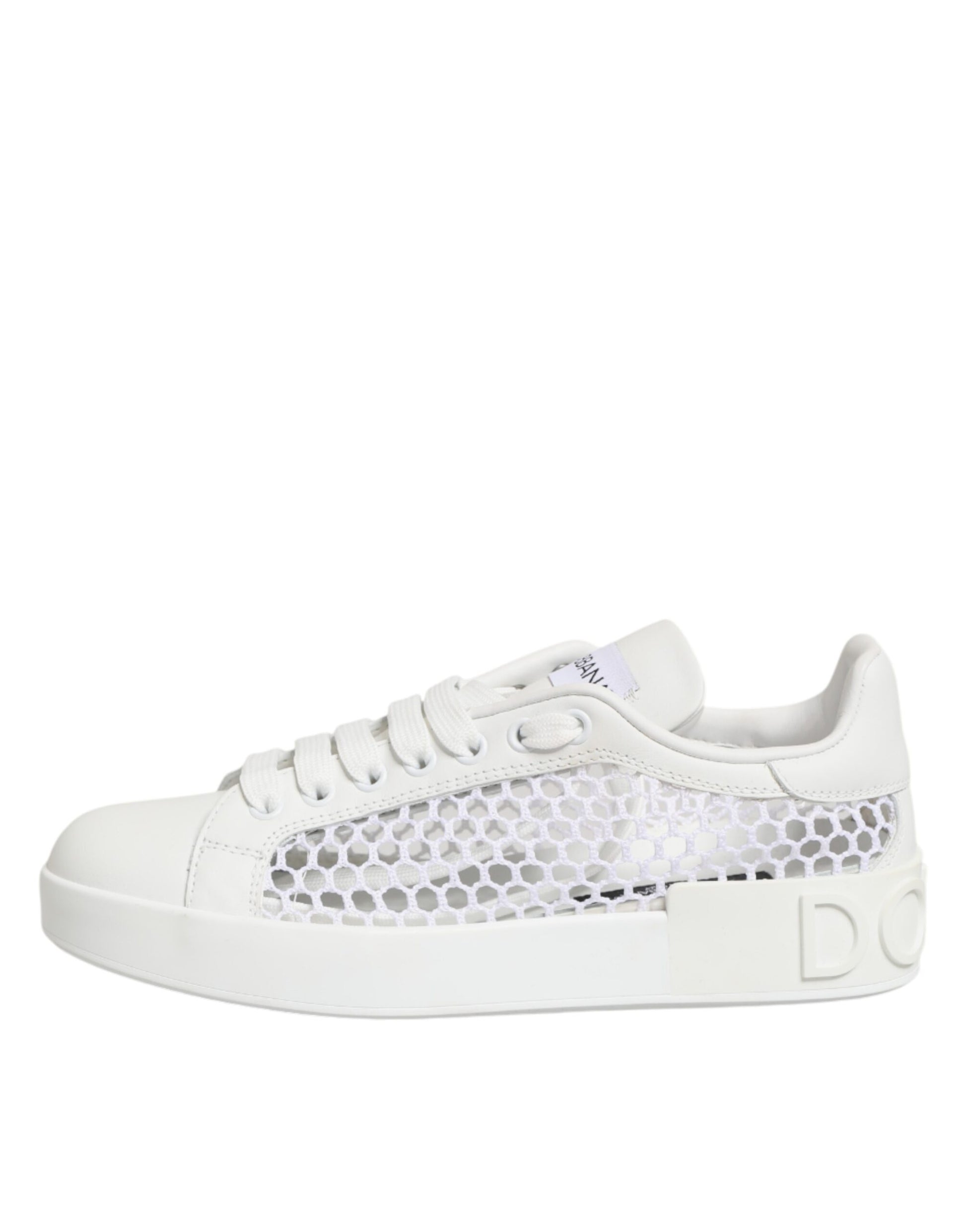 White sneaker with silver pattern on side