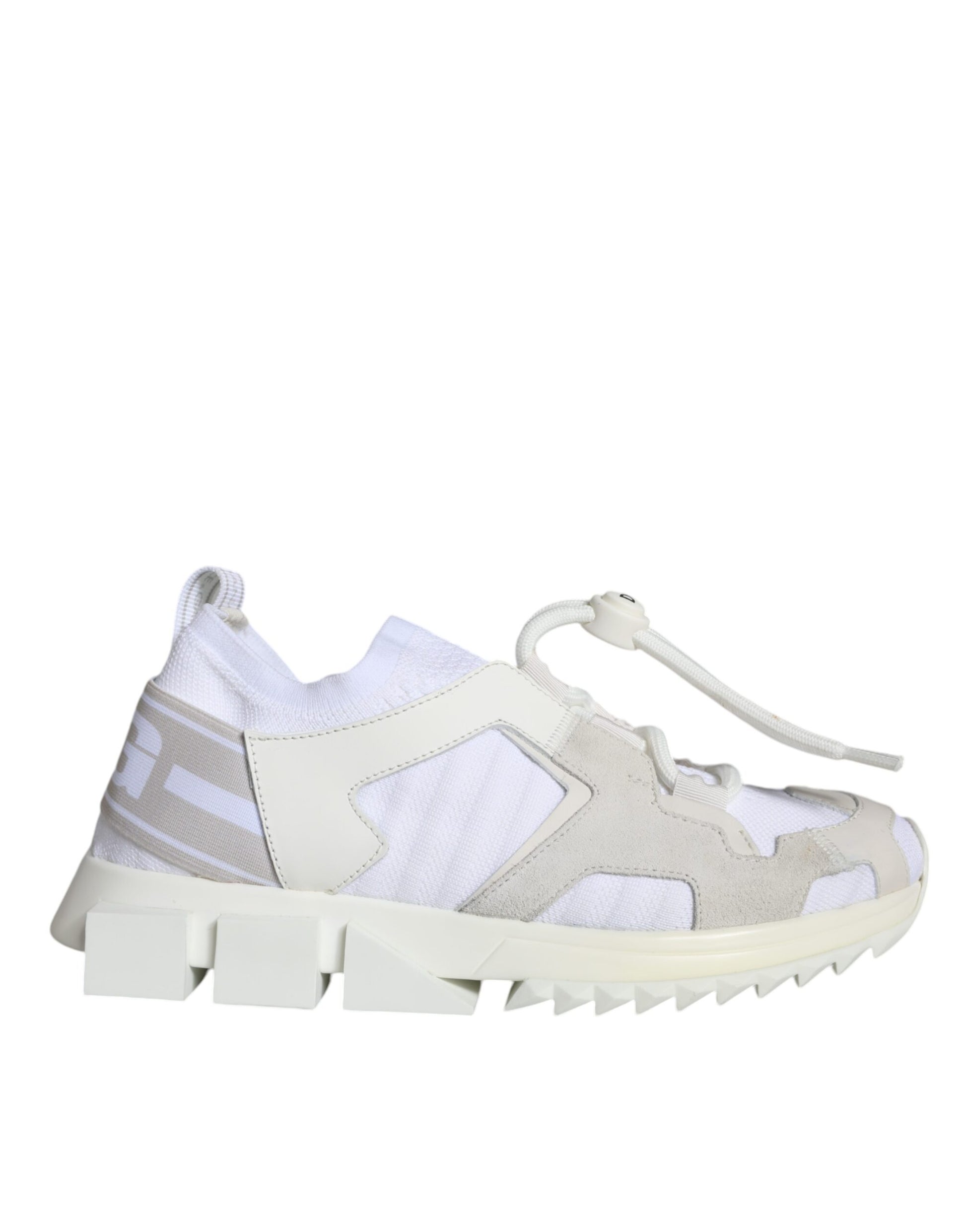 White sneakers with laces and a patterned sole