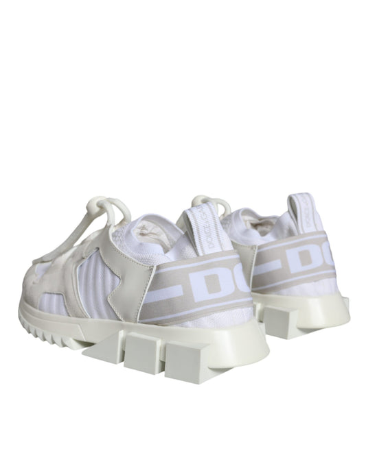 Pair of white and gray sneakers with laces