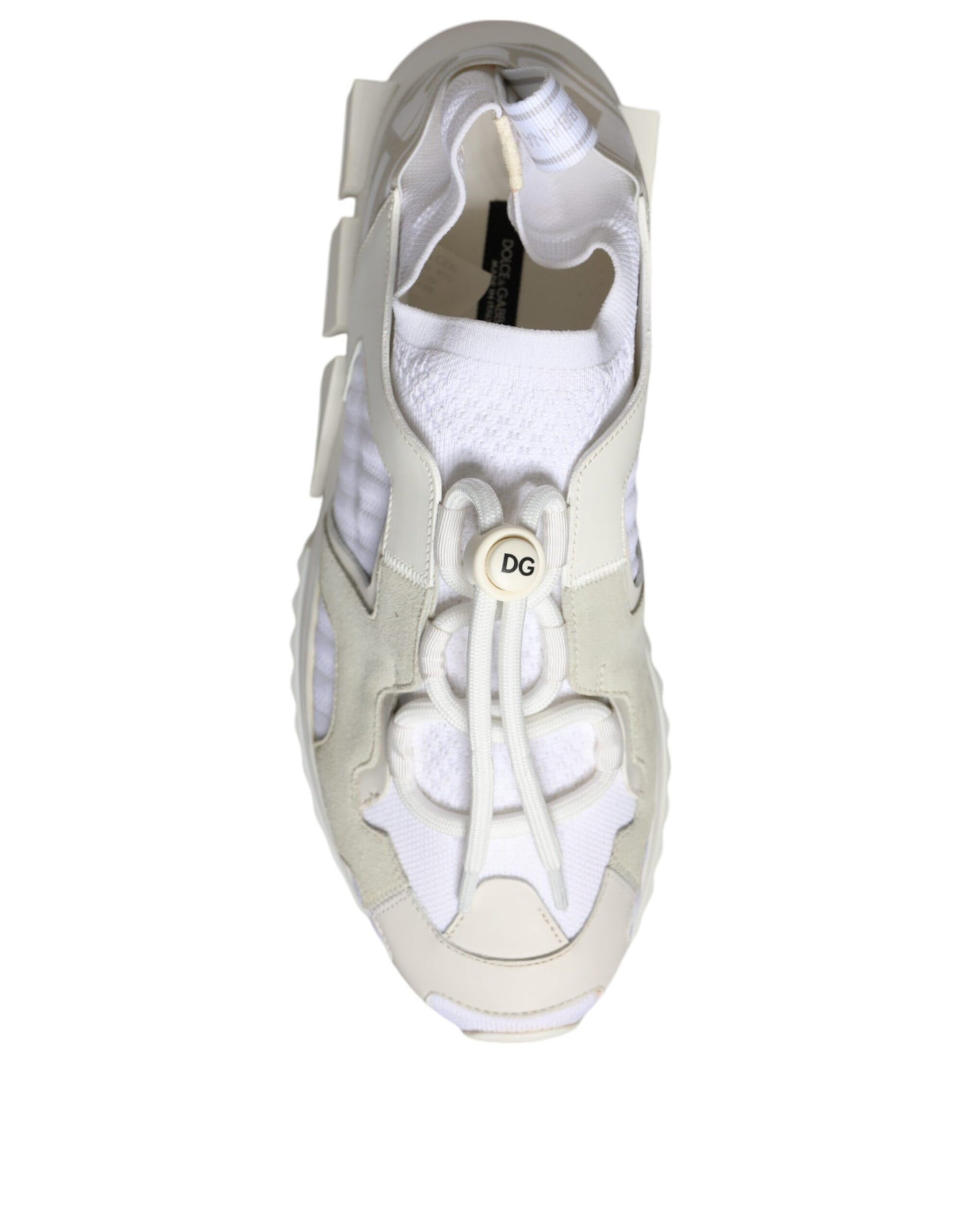 White sneaker with laces and a logo on the side