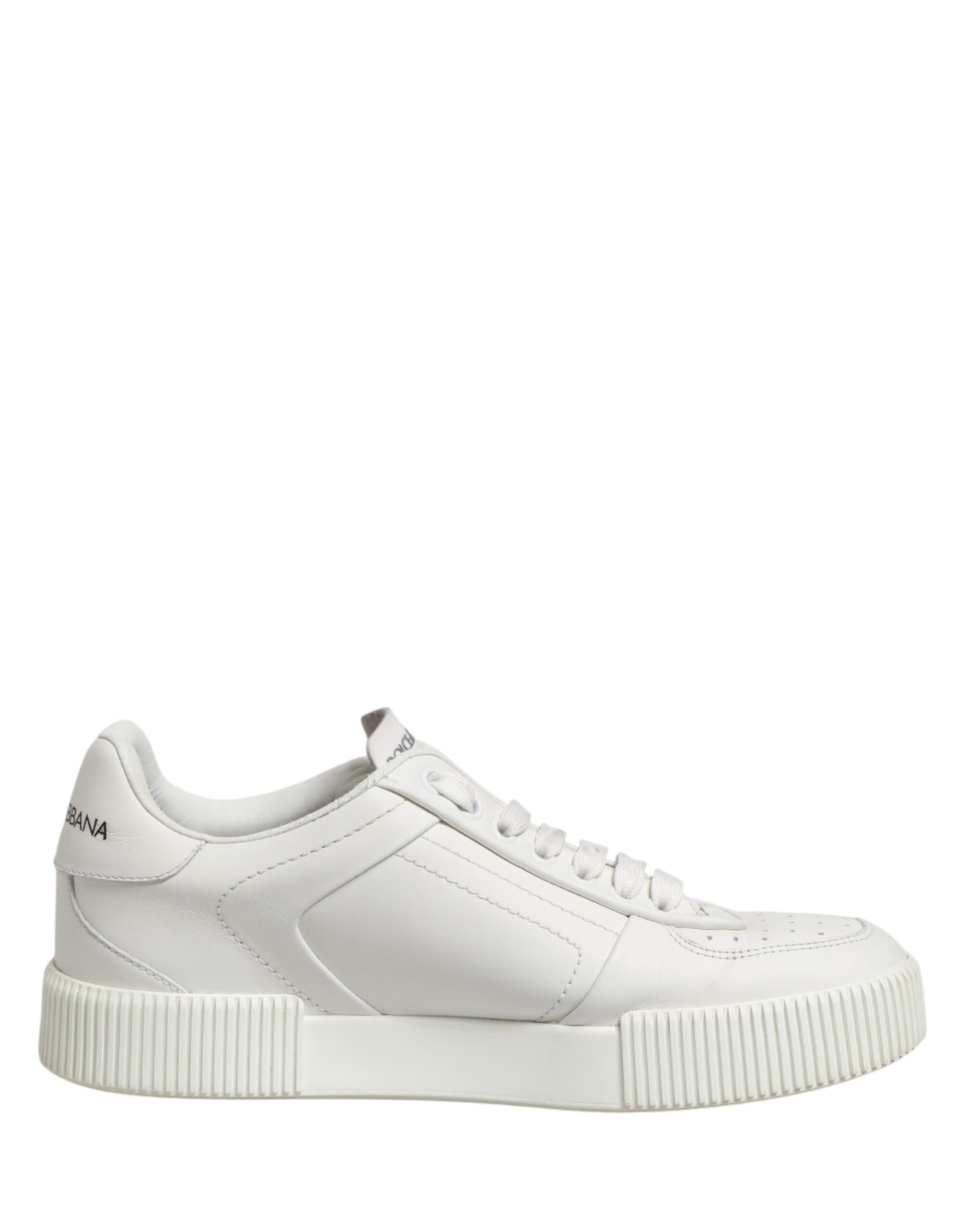 White sneakers with low top, laces, and a chunky sole